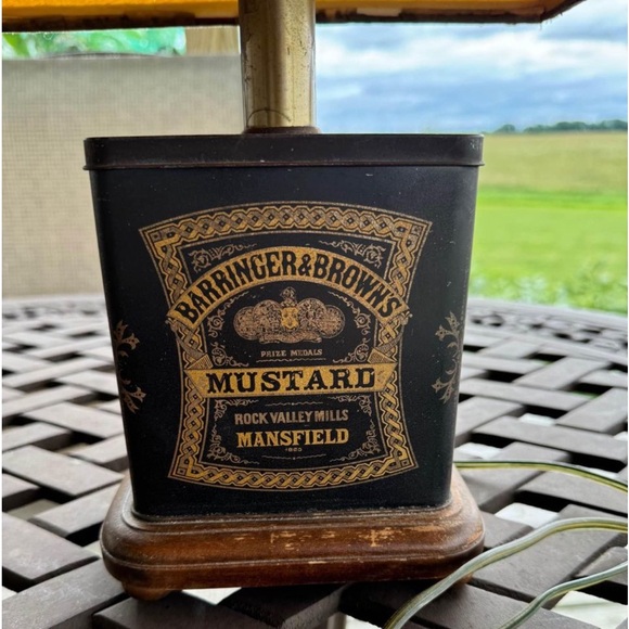 Vintage Barringer & Browns Mustard Tin Table Lamp - Picture 2 of 4